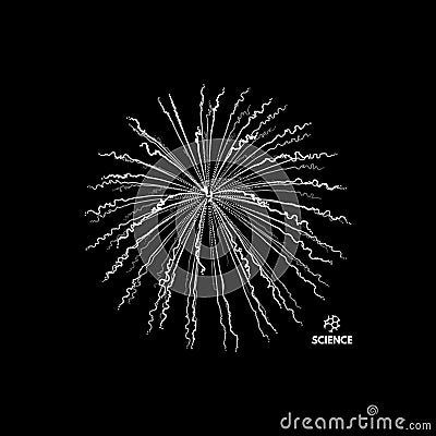 3d abstract sphere. Array with dynamic particles. Modern science and technology element. Vector illustration Vector Illustration