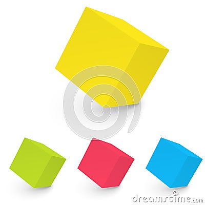 3D abstract white cube isolated on white Vector Illustration