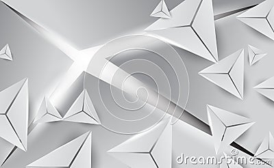 3D Abstract White Triangle Shapes minimal background.Geometric polygon for business card your text. Explosion Power Design with Vector Illustration