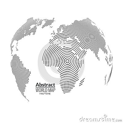 3d abstract world map planet, lines, global halftone concept Vector Illustration