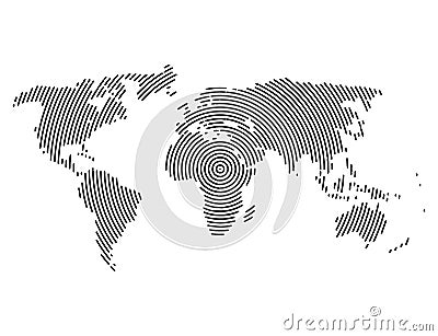 3d abstract world map planet, lines, global radial halftone concept Vector Illustration
