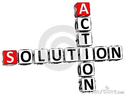 3D Action Solution Crossword Stock Photo