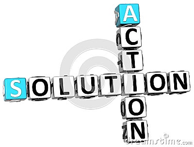 3D Action Solution Crossword Stock Photo