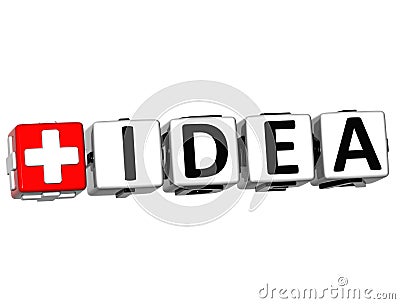 3D Add Idea Button Click Here Block Text Stock Photo