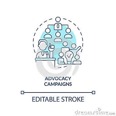 2D advocacy campaigns blue icon concept Vector Illustration