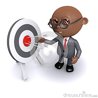 3d African American businessman hits his target Stock Photo