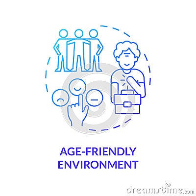 2D age friendly environment thin line concept Vector Illustration