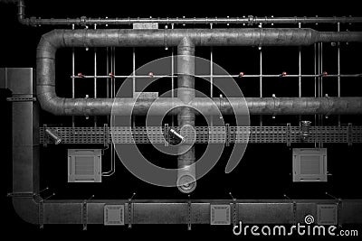 3D Air Condition pipe line system Stock Photo