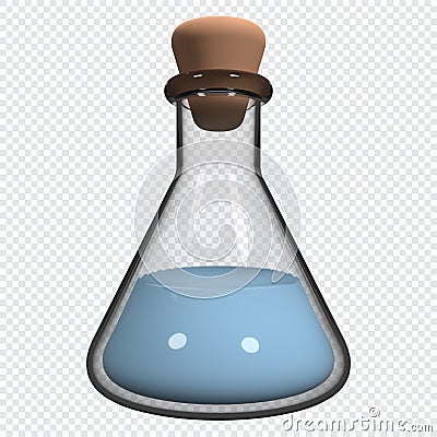 3d alchemy mixture icon. 3d magic poison icon illustration. Alchemy 3d icon. 3d render illustration of poison in glass with cork Cartoon Illustration