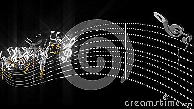 3d Alpha Music Notes Flowing With Abstract Line Tune On 