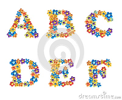 3d alphabet, handmade plasticine letters. Unique design of letters for decoration. Letters made of bright three Stock Photo