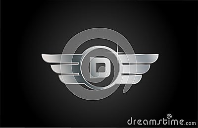 D alphabet letter logo icon for business and company with wings design Vector Illustration