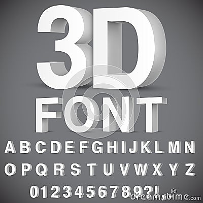 3D Alphabet and Numbers Vector Illustration