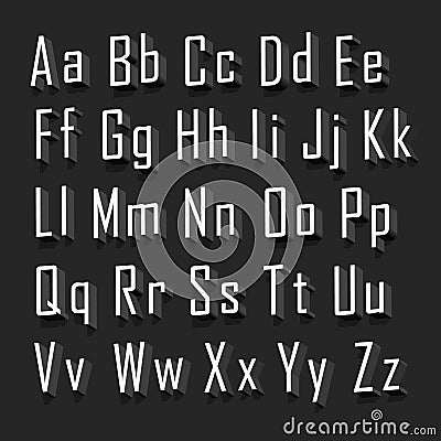 3d Alphabet set white font on a black background. Vector illustration Vector Illustration