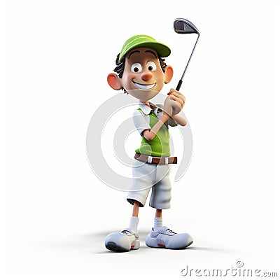 Photorealistic 3d Cartoon Golf Character In Action Stock Photo