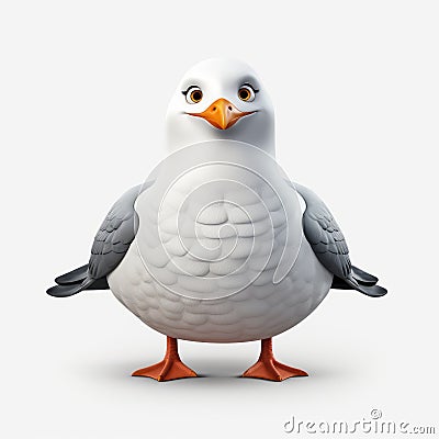 3d Animated Marine Halibut Seagull - Clever Wit And Quirky Expressions Stock Photo