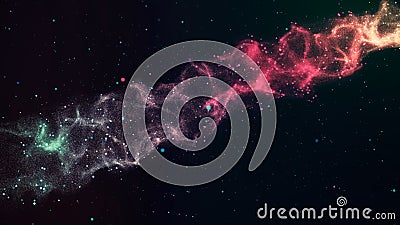 3D animation of colorful red nebula with stars, space clouds and gas Stock Photo