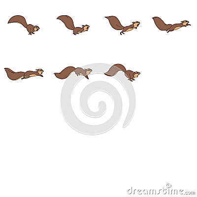 Squirrel running /hopping animation sprite Vector Illustration