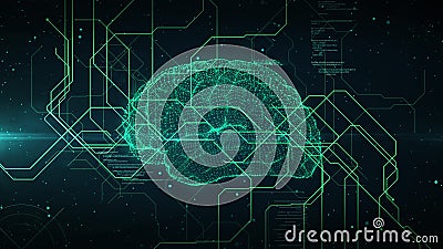 3d animation graphic design of brain and brain stem. 3D Animation of Human Brain. Medical research of brain activity Stock Photo
