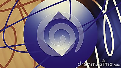 3D animation with moving lines and circle. Motion. Animated screensaver with geometric shapes and place to insert Stock Photo