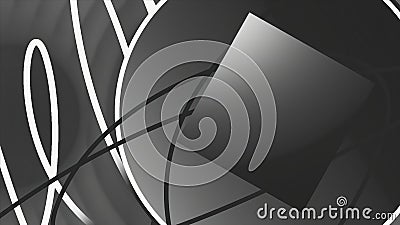 3D animation with moving lines and circle. Motion. Animated screensaver with geometric shapes and place to insert Stock Photo