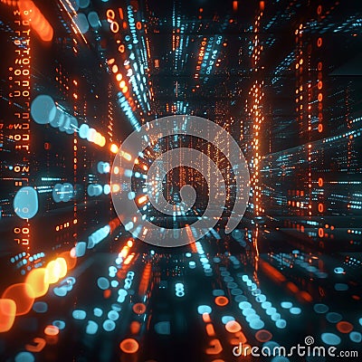 A 3D animation of a visionary bug morphed with a digital computer featuring an intricate circuit pattern Stock Photo