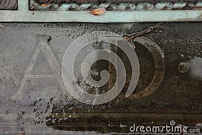 A.D. Anno Domini. Inscription on a bronze gravestone. Stock Photo