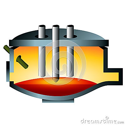 3d Arc Furnace Steel Icon Vector Illustration