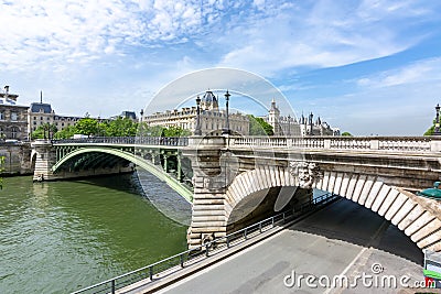 D`Arcole bridge pont in Paris, France Stock Photo