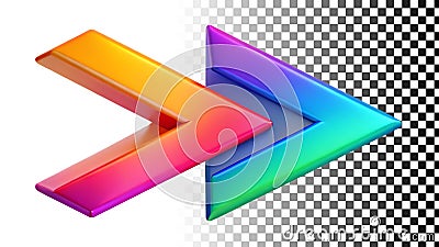 3D Arrow Icons Forward Direction Graphic Design Element png transparent image Generative AI Stock Photo