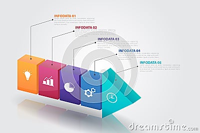 3D arrow Infographics template for business, education, web design, banners, brochures, flyers. Vector Illustration