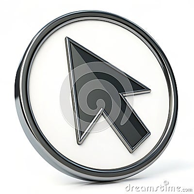 3D arrow round frame pointer icon isolated on white background Stock Photo