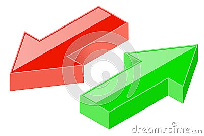 3d arrows. Green and red icons Vector Illustration