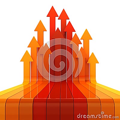 3d arrows pointing up Stock Photo