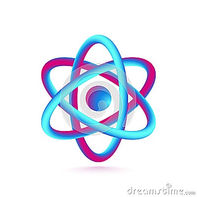 3D Atom Isolated on White Background. Vector illustration Vector Illustration