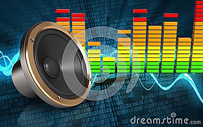 3d audio spectrum loud speaker Cartoon Illustration