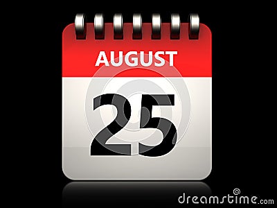 3d 25 august calendar Cartoon Illustration