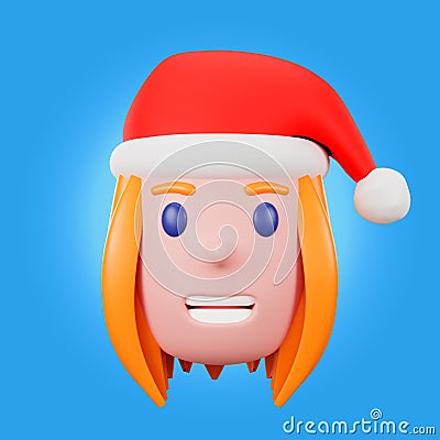 3d avatar female christmas Cartoon Illustration
