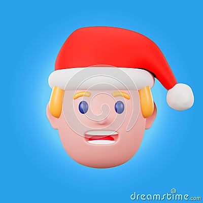 3d avatar male christmas Cartoon Illustration