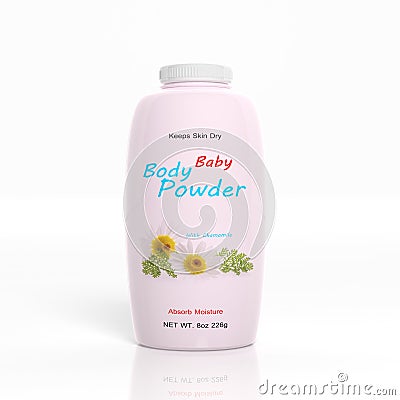 3D Baby Powder plastic bottle Stock Photo