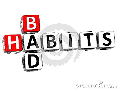 3D Bad Habits Crossword text Stock Photo