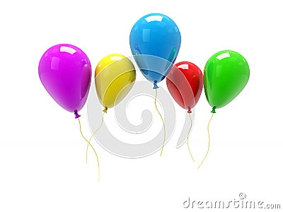 3d balloons bunch on white background with window reflecion, Holidays balloons. 3d render Stock Photo