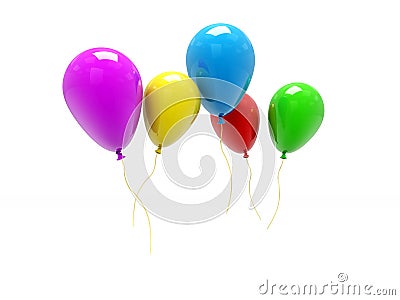 3d balloons bunch on white background with window reflecion, Holidays balloons. 3d render Stock Photo