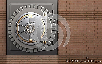 3d bank door safe Cartoon Illustration