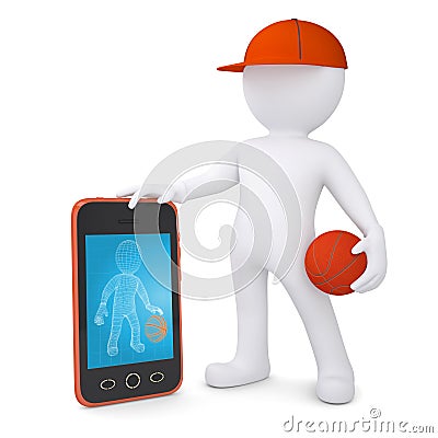 3d basketball player with the telephone Stock Photo