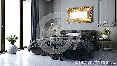 3d beautiful bedroom interior Stock Photo