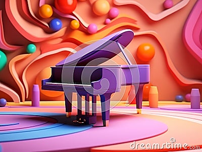 3D beautiful piano on colorful background generative AI Stock Photo