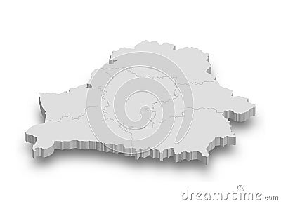 3d Belarus white map with regions isolated Stock Photo