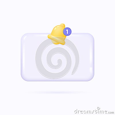 3d bell icon on blank board mockup. yellow bell notification page. concept of planning, business, schedule, tasks. vector Vector Illustration