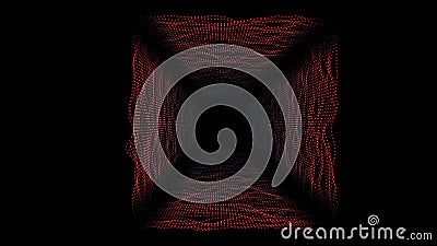 3D Big Data Digital tunnel square with futuristic matrix. Technological and related motion background. 3D rendering Stock Photo